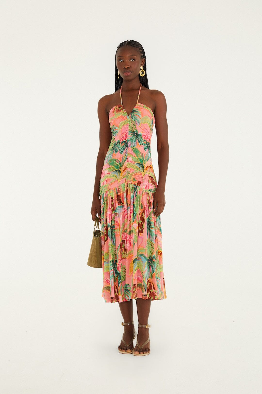 Soft Pink Pool Time Ruched Sleeveless Midi Dress - FARM Rio POOL TIME SOFT PINK