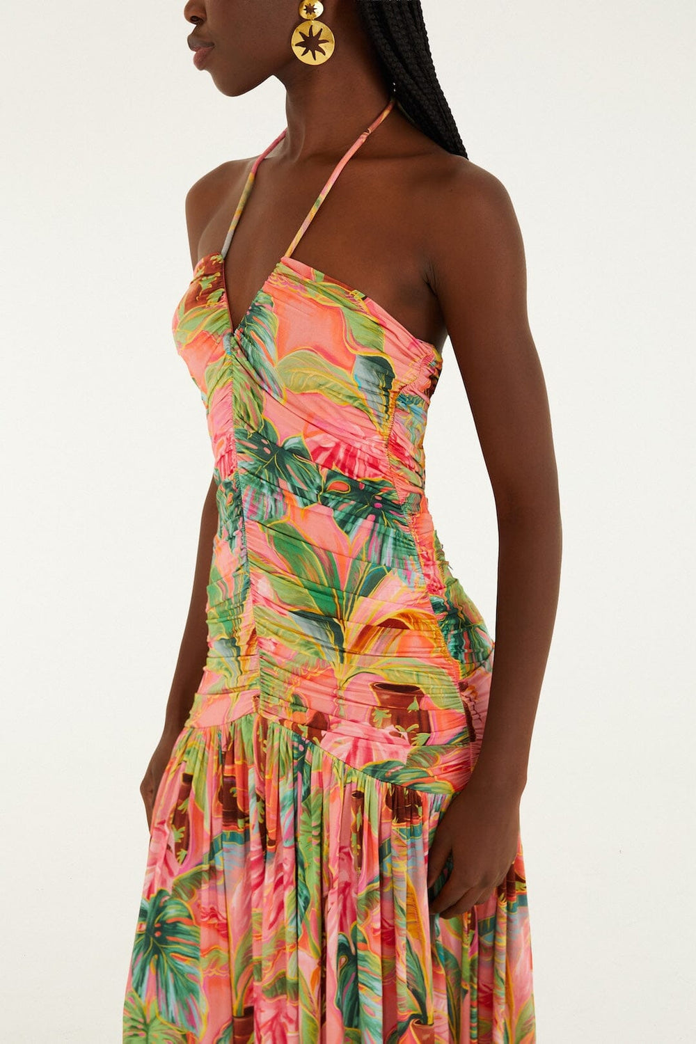 Soft Pink Pool Time Ruched Sleeveless Midi Dress - FARM Rio POOL TIME SOFT PINK