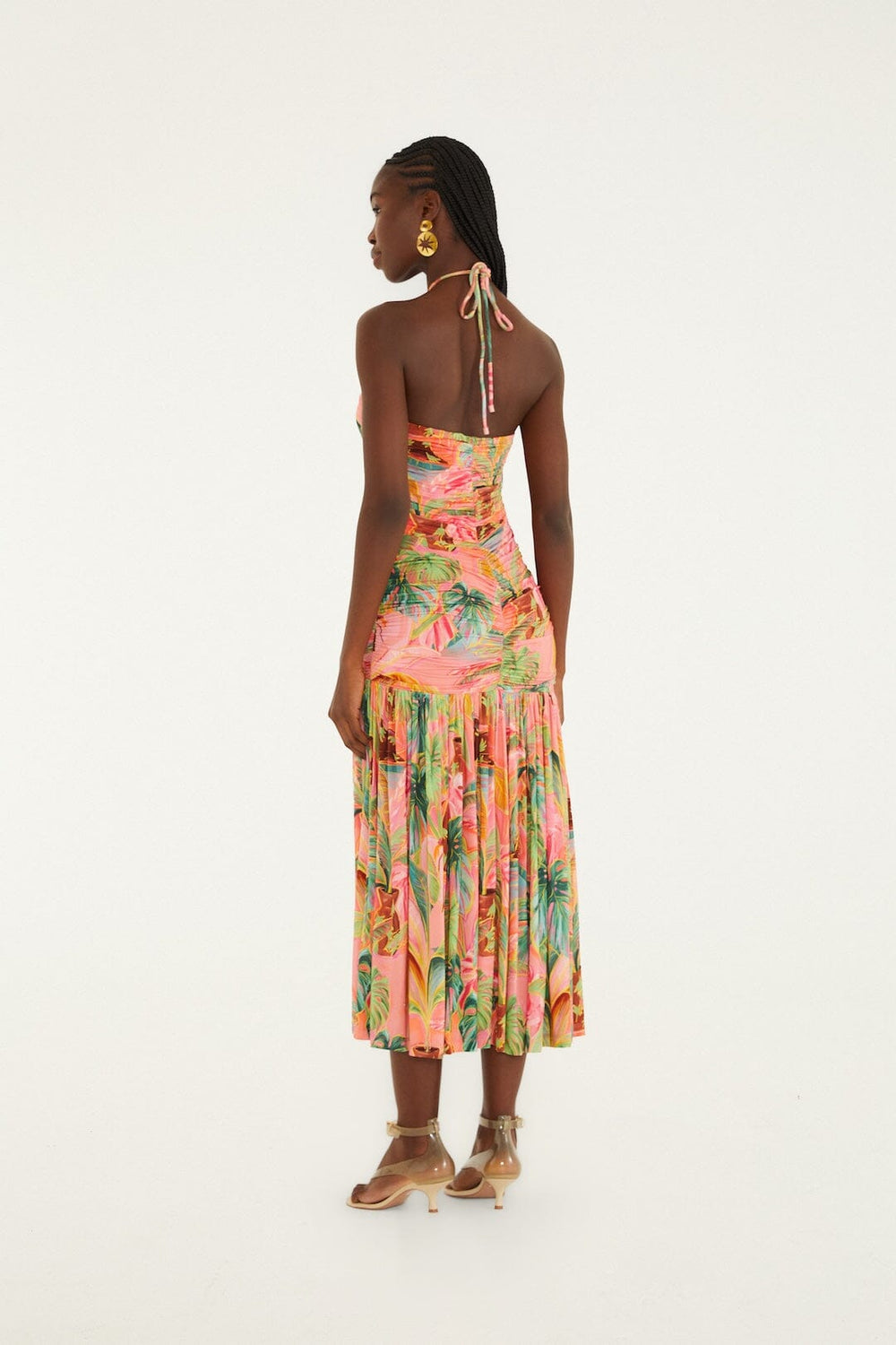 Soft Pink Pool Time Ruched Sleeveless Midi Dress - FARM Rio POOL TIME SOFT PINK