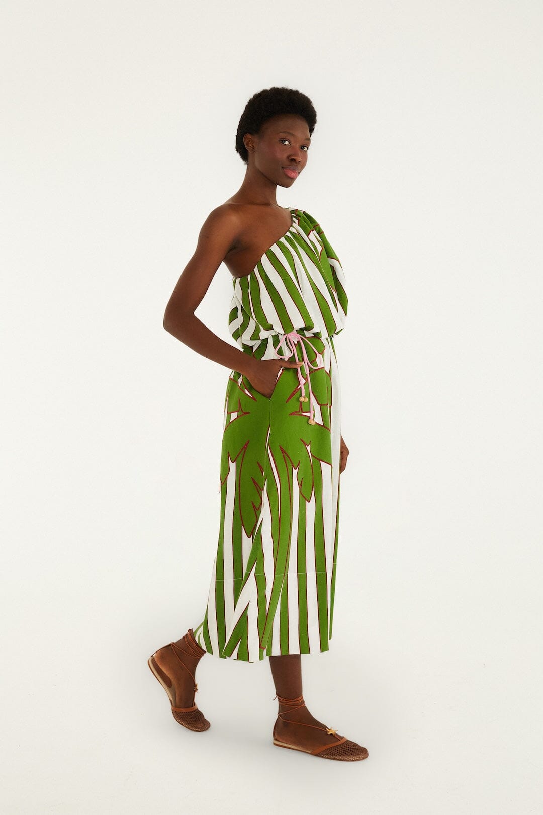 Off-White One-Shoulder Lenzing Ecovero Euroflax Midi Dress - FARM Rio OFF-WHITE