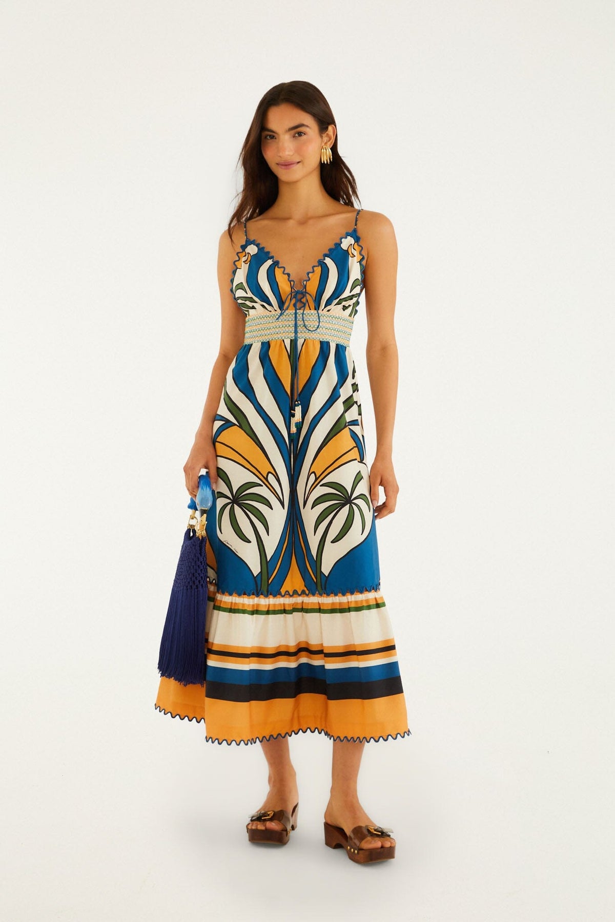 Multicolor Tropical Graphic Wavy Detail Maxi Dress - FARM Rio TROPICAL GRAPHIC