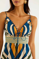 Multicolor Tropical Graphic Wavy Detail Maxi Dress - FARM Rio TROPICAL GRAPHIC