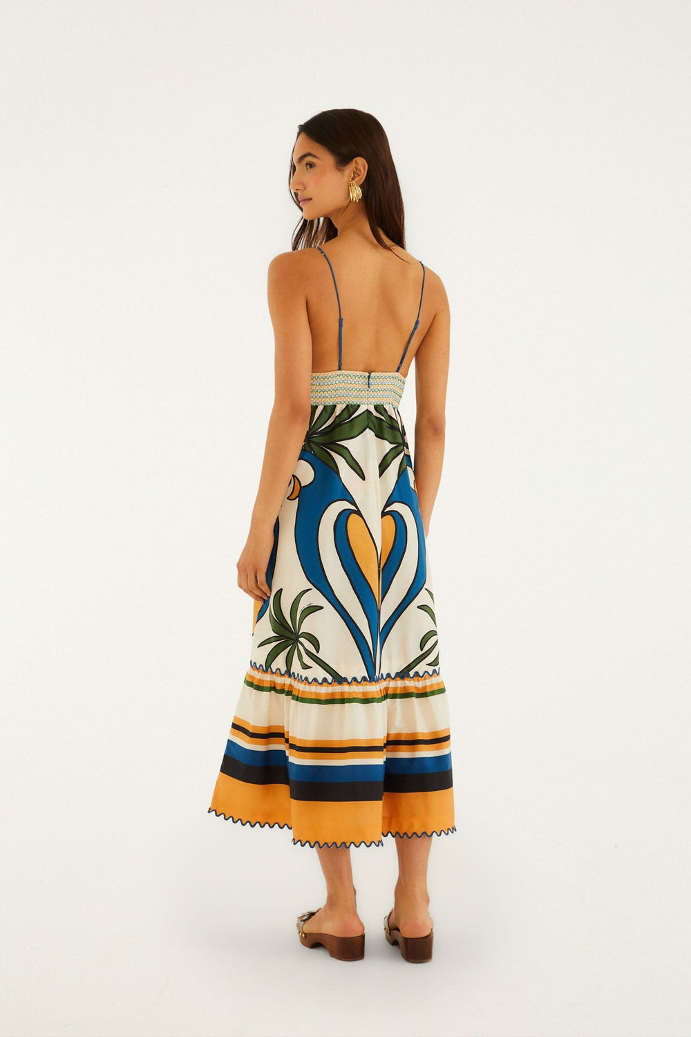 Multicolor Tropical Graphic Wavy Detail Maxi Dress - FARM Rio TROPICAL GRAPHIC