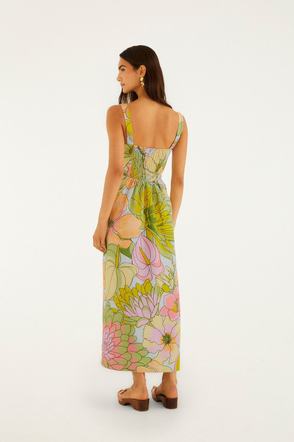 Light Blue Spring Affair Euroflax Premium Linen Maxi Dress - FARM Rio ORANGE