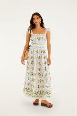 Off-White Tropical Porcelain Organic Cotton Maxi Dress - FARM Rio TROPICAL PORCELAIN OFF-WHITE