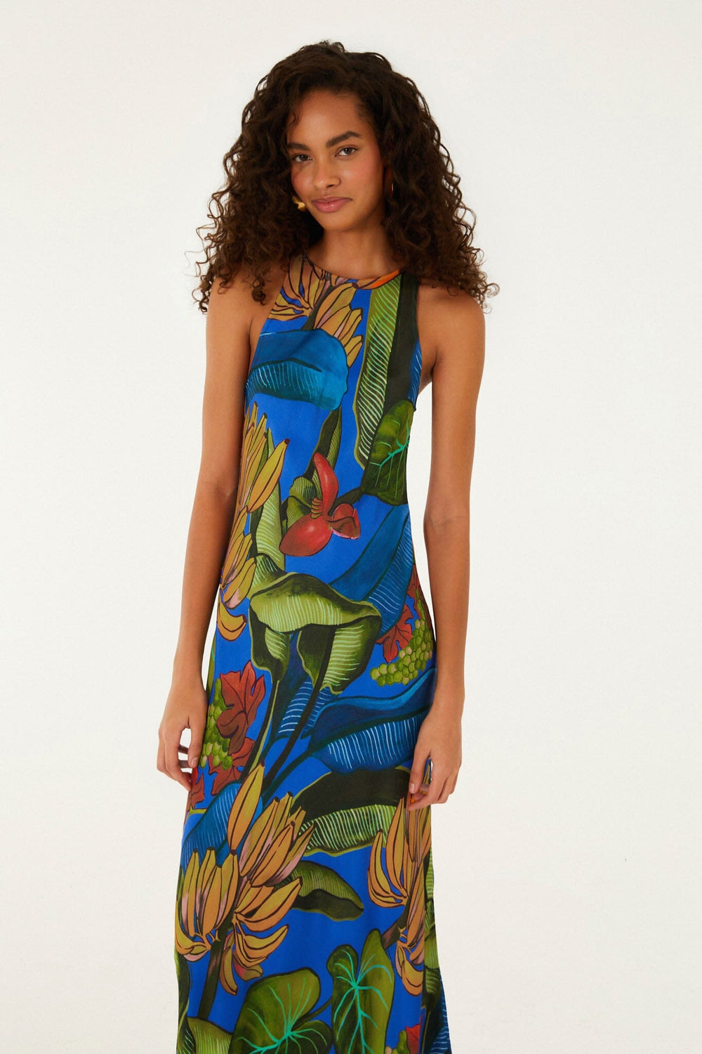 Blue Banana Grapes Sleeveless Lenzing Ecovero Maxi Dress - FARM Rio BANANA GRAPES BLUE
