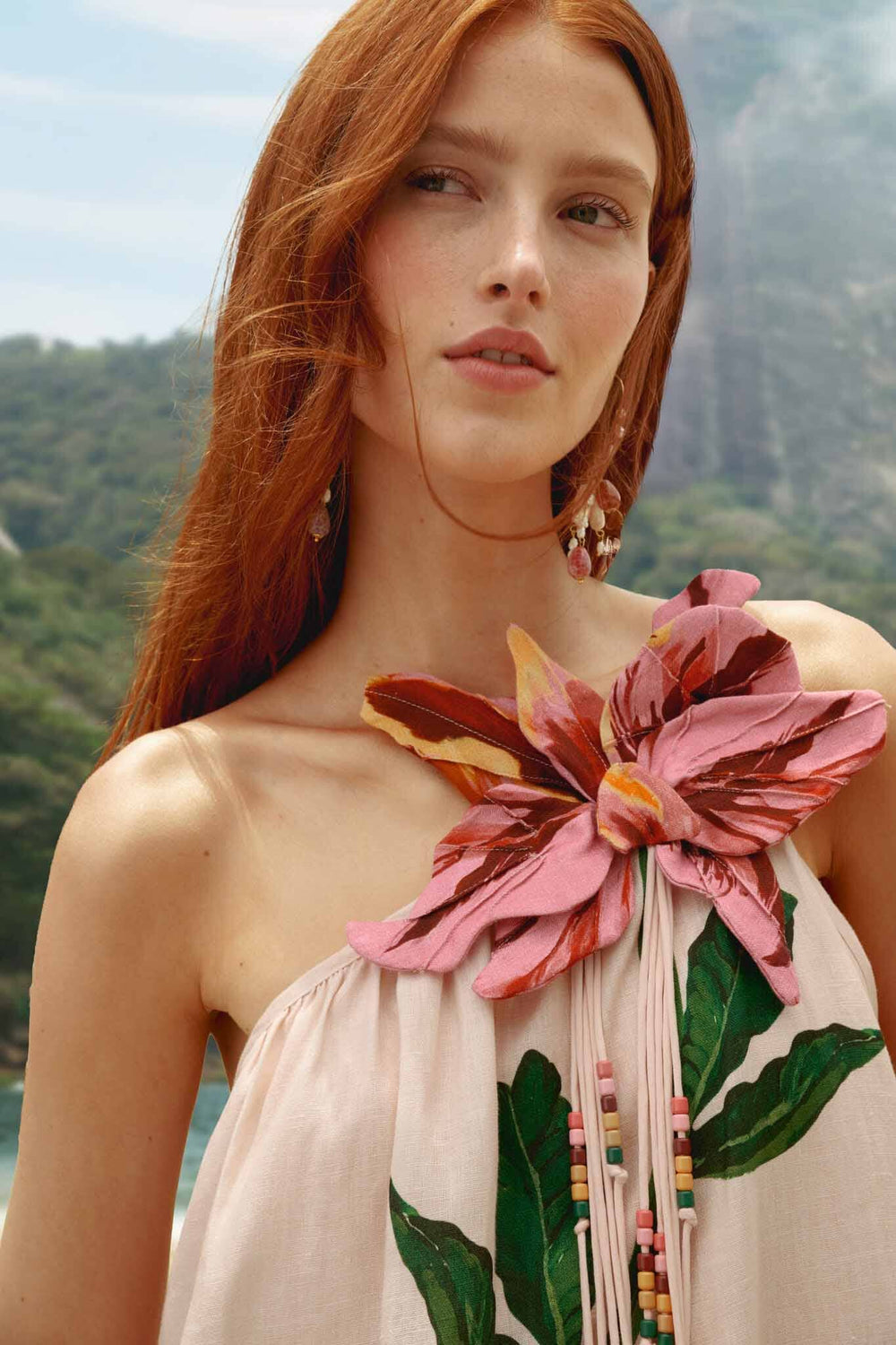 Pink Garden Terrace 3d One-Shoulder Maxi Dress - FARM Rio GARDEN TERRACE PINK