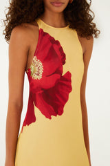 Light Yellow Poppy Flowers Sleeveless Lenzing Ecovero Viscose Maxi Dress - FARM Rio POPPY FLOWERS LIGHT YELLOW