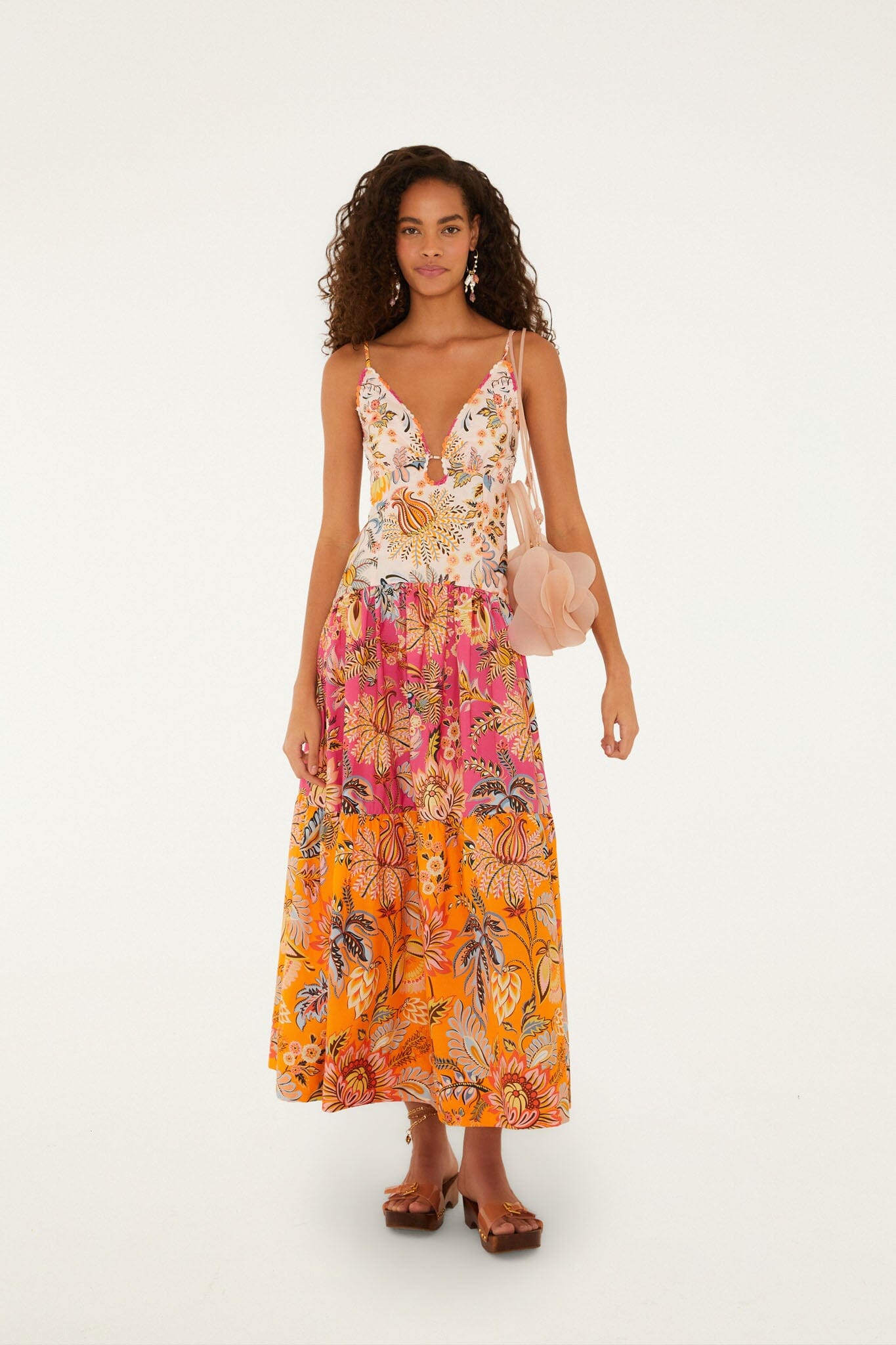 Multicolor Ligia Floral Mix Organic Cotton Maxi Dress - FARM Rio LIGIA FLORAL MIXED