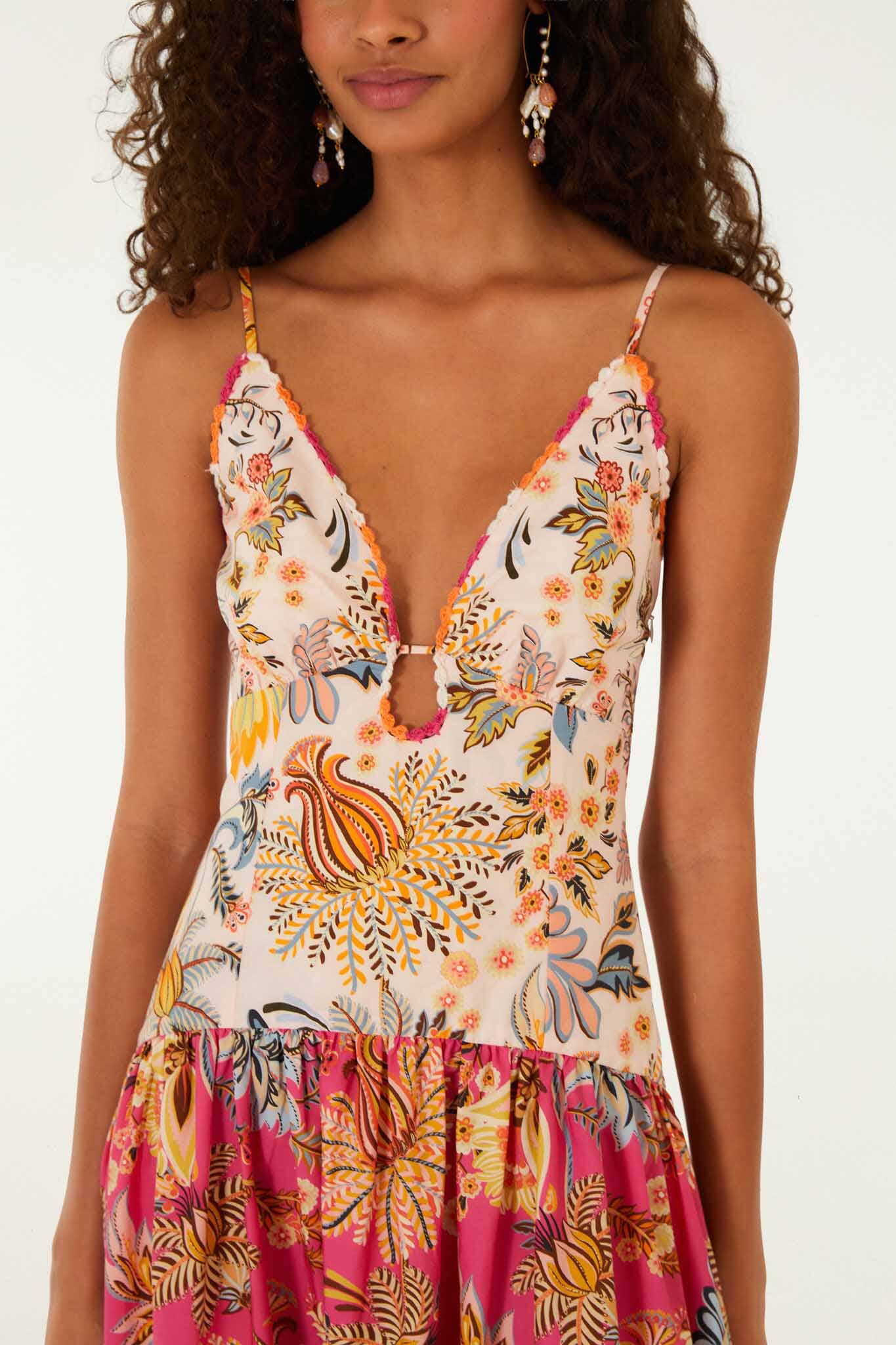 Multicolor Ligia Floral Mix Organic Cotton Maxi Dress - FARM Rio LIGIA FLORAL MIXED