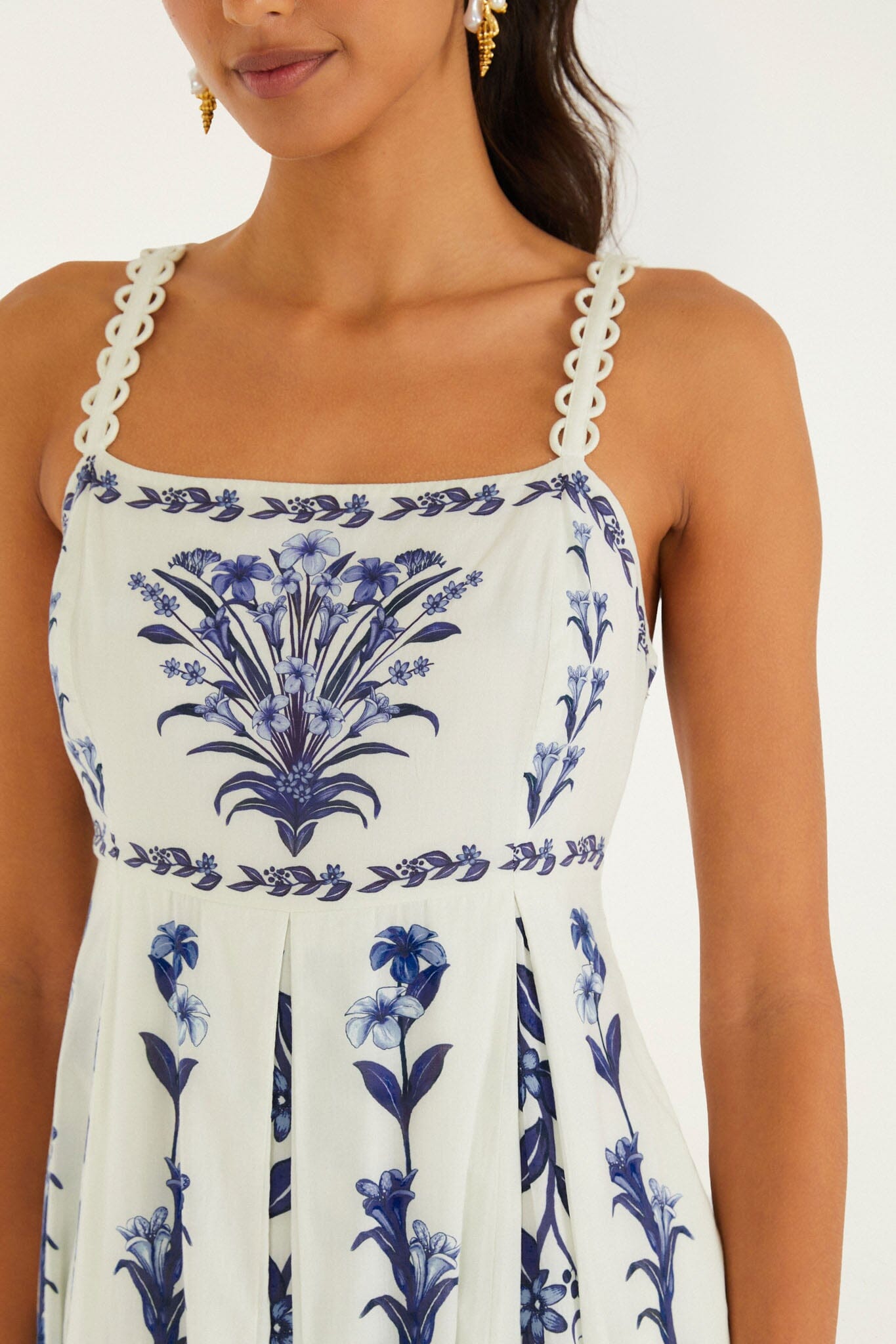 Off-White Flowers Arch Pleats Maxi Dress - FARM Rio FLOWERS ARCH OFF-WHITE