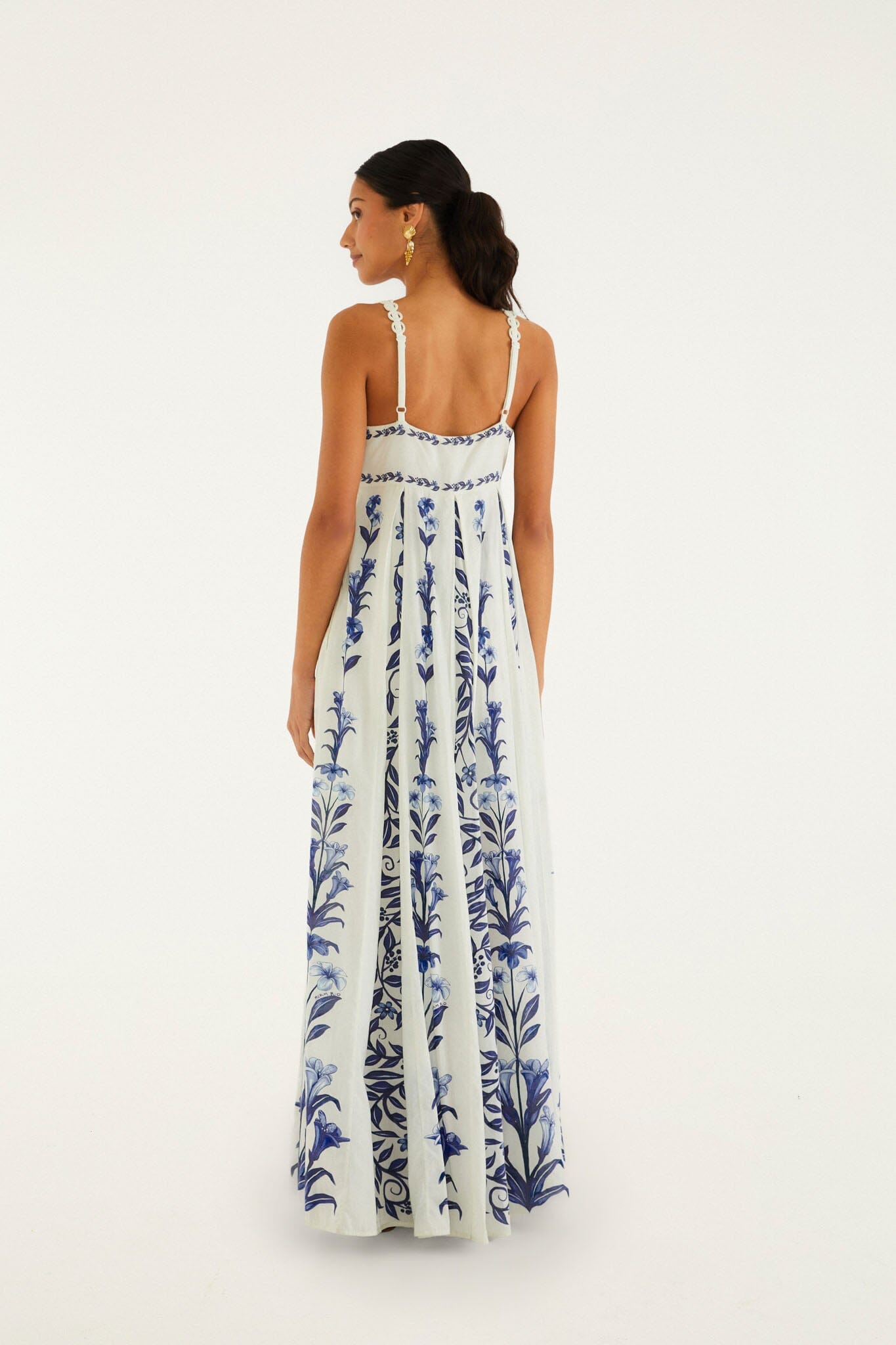 Off-White Flowers Arch Pleats Maxi Dress - FARM Rio FLOWERS ARCH OFF-WHITE