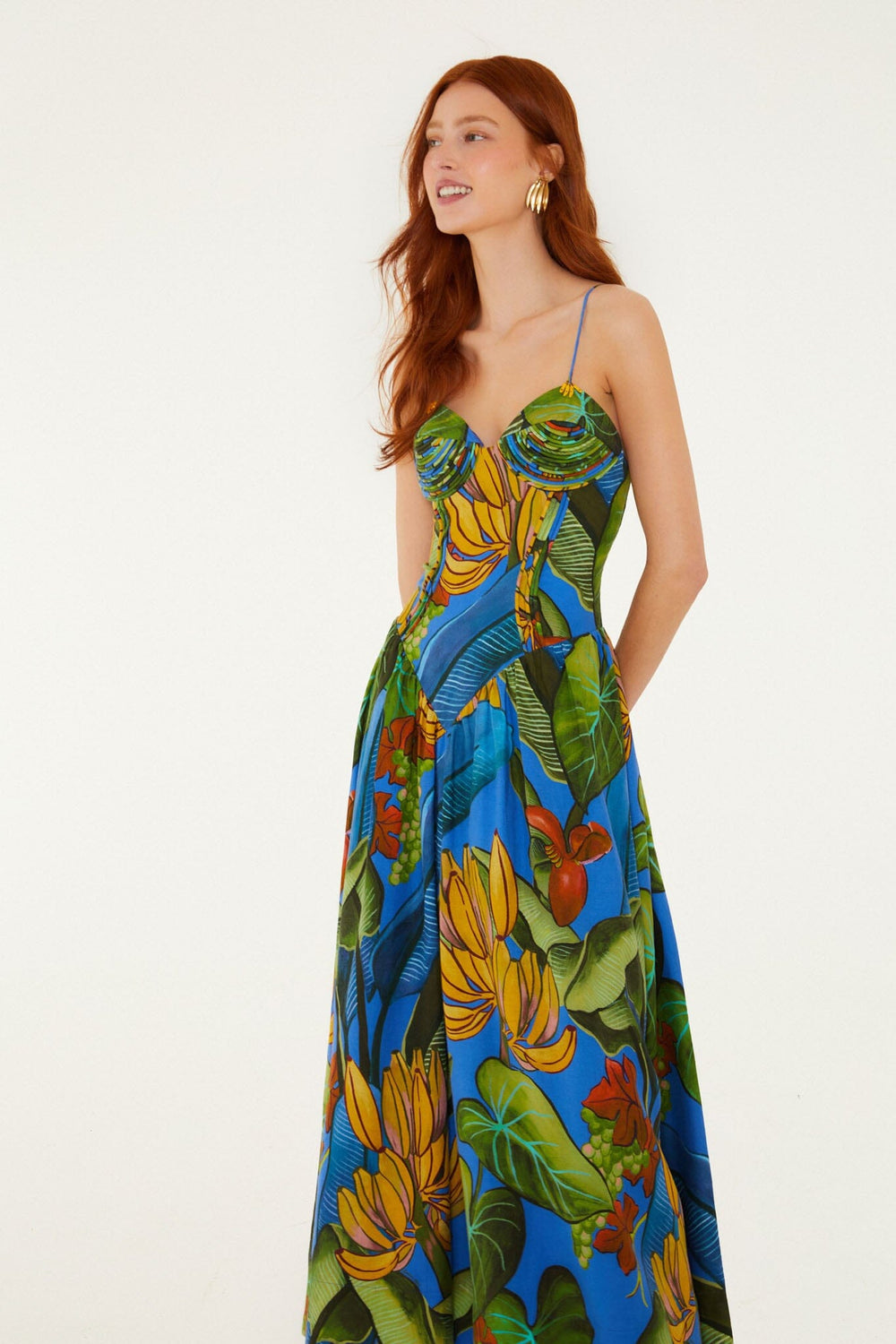Blue Banana Grapes 3d Bodice Sleeveless Maxi Dress - FARM Rio BANANA GRAPES BLUE