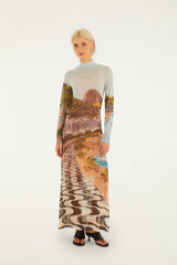 Multicolor Copacabana Beach Long Sleeve Maxi Dress - FARM Rio COPACABANA BEACH MULTICOLOR