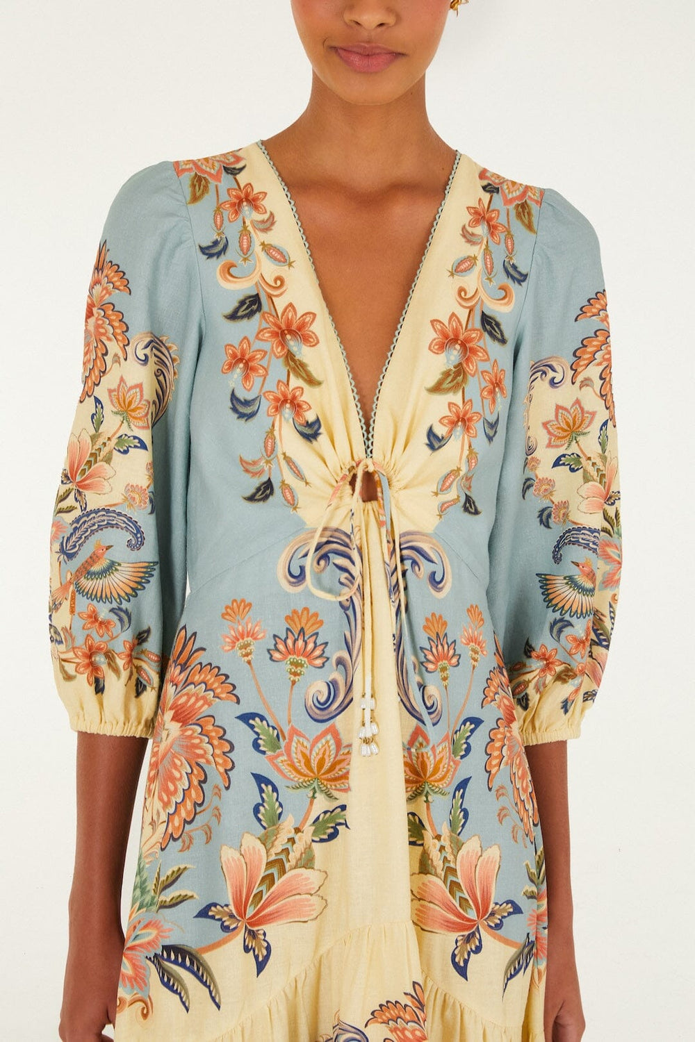 Butter Yellow Boho Beauty Lenzing Ecovero Euroflax Maxi Dress - FARM Rio BOHO BEAUTY BUTTER