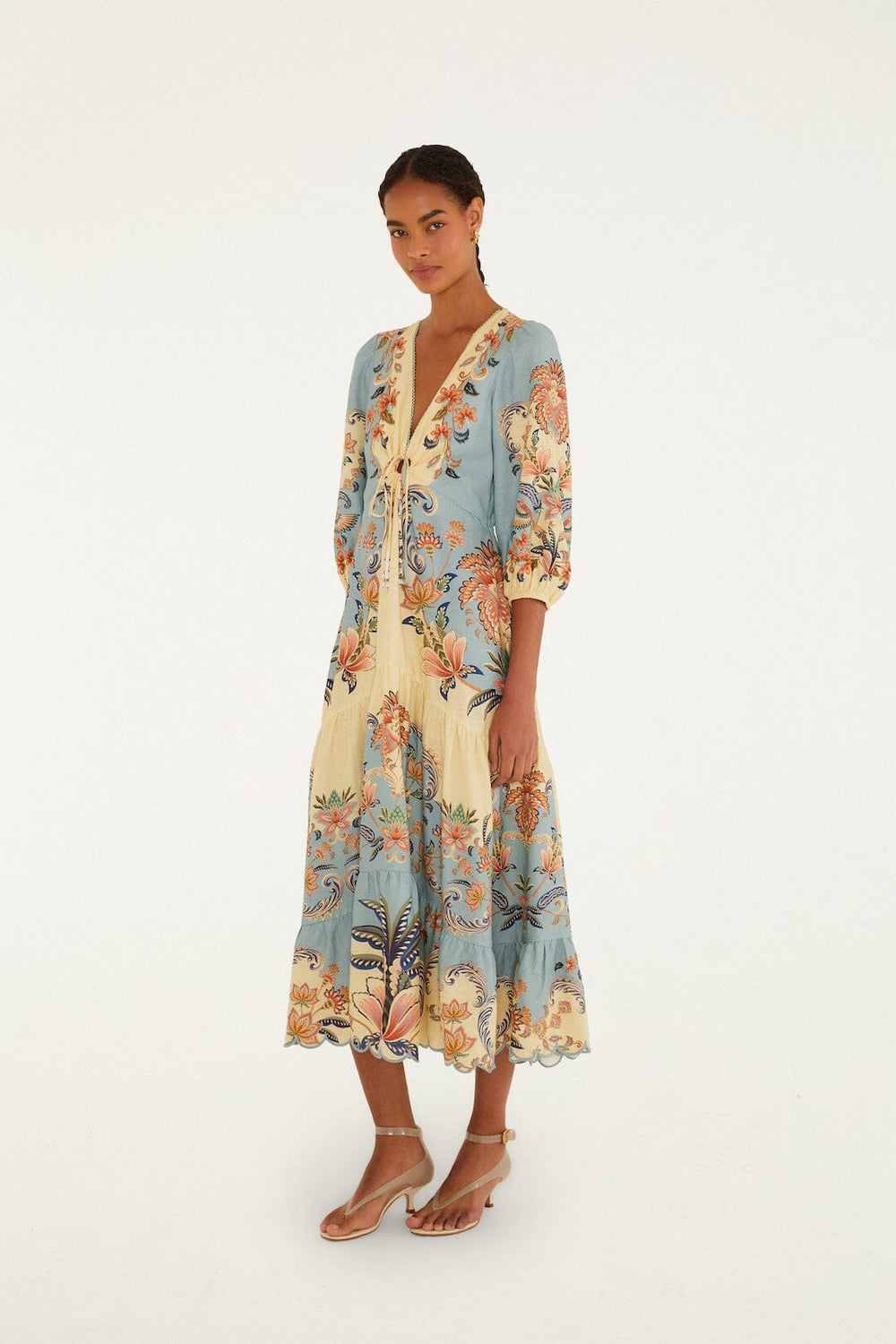 Butter Yellow Boho Beauty Lenzing Ecovero Euroflax Maxi Dress - FARM Rio BOHO BEAUTY BUTTER