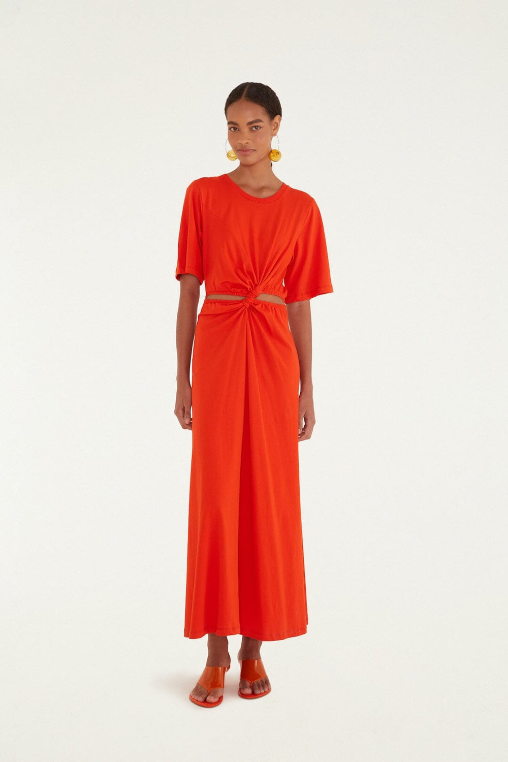 Red Artsy Flora Cut-Out Organic Cotton Maxi Dress - FARM Rio RED