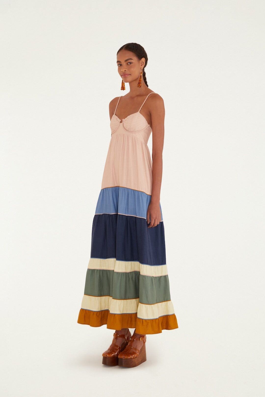 Multicolor Pleats Lenzing Ecovero Euroflax Maxi Dress - FARM Rio MULTI