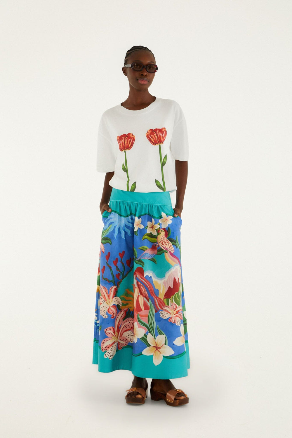 White Tropical Rose Organic Cotton T-Shirt - FARM Rio OFF-WHITE