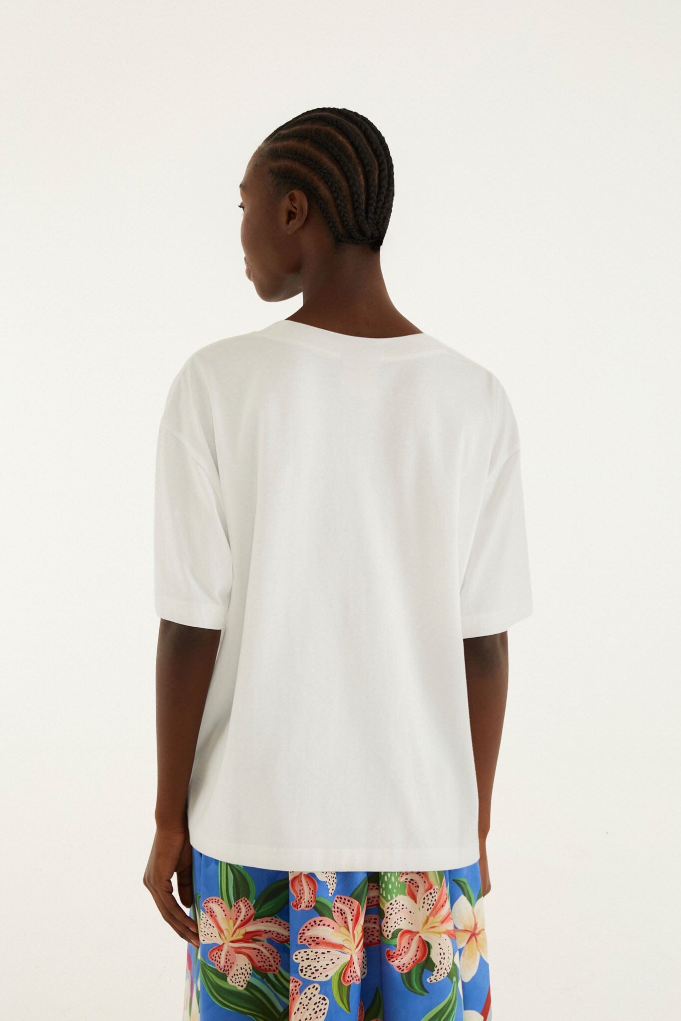 White Tropical Rose Organic Cotton T-Shirt - FARM Rio OFF-WHITE