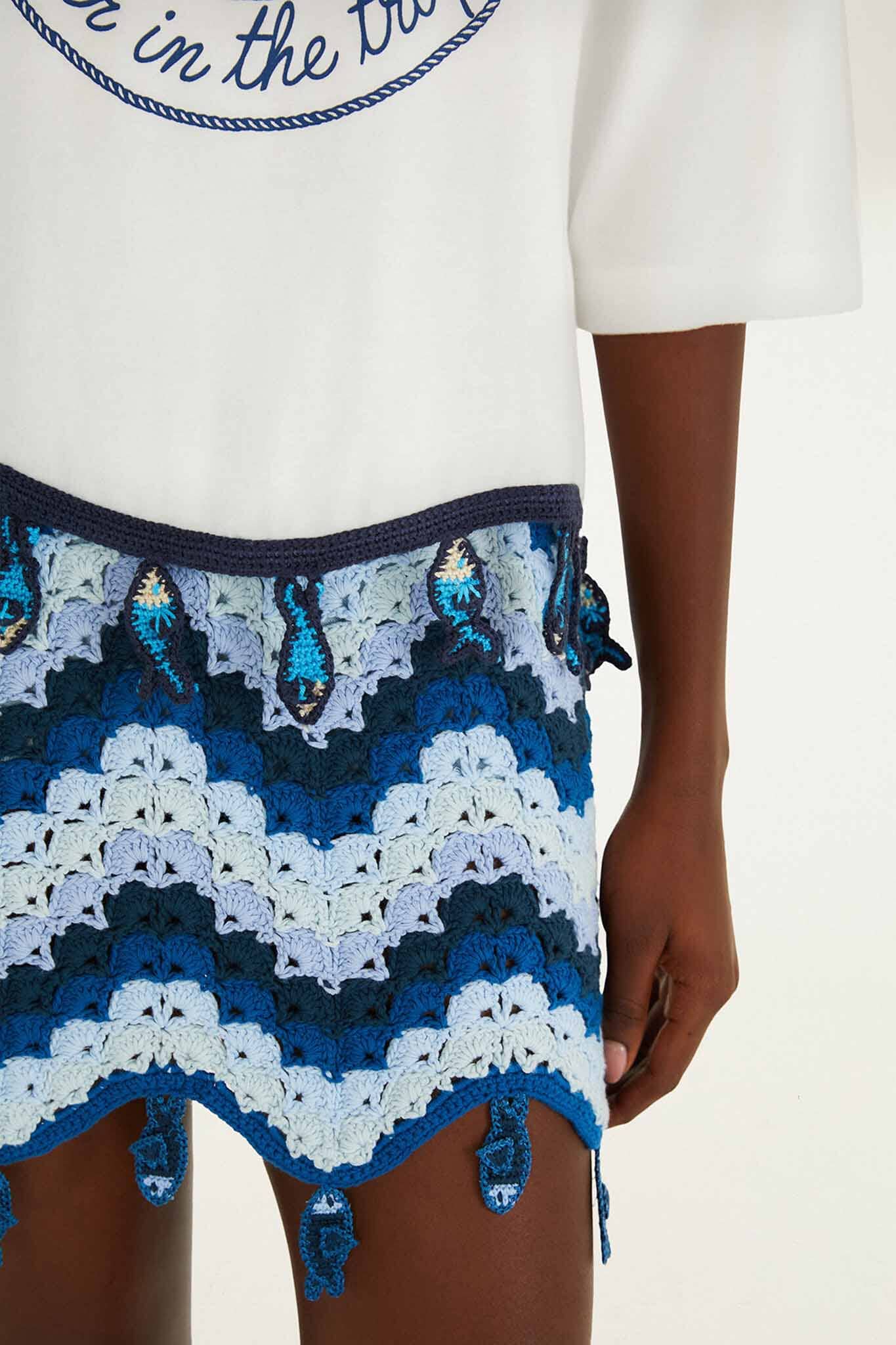 Off-White Summer In The Tropics Crochet Hem T-Shirt - FARM Rio OFF-WHITE