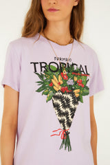 Lilac Tropical Bouquet Organic Cotton T-Shirt - FARM Rio LILAC