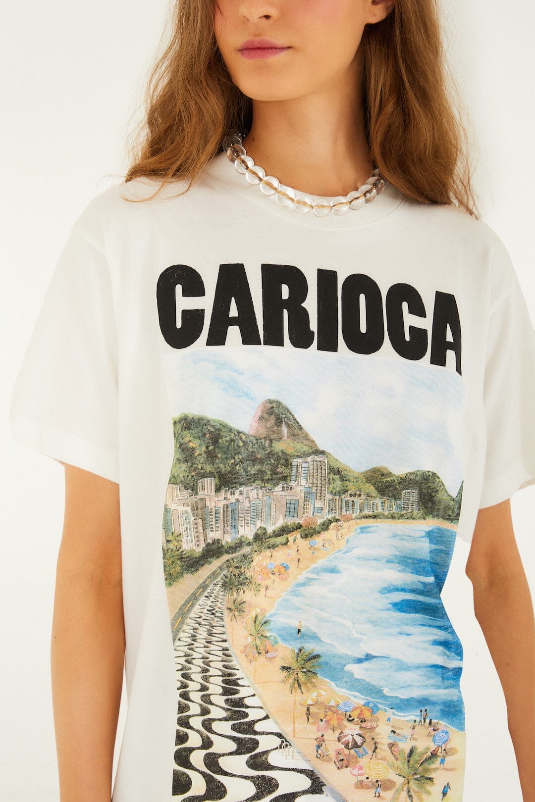Off-White Landscape Carioca Organic Cotton Relaxed T-Shirt - FARM Rio OFF-WHITE