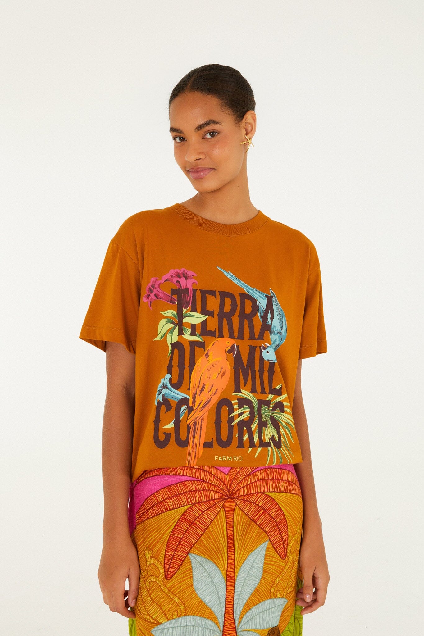 Terra De Mil Colores Organic Cotton Relaxed T-Shirt - FARM Rio CARAMEL