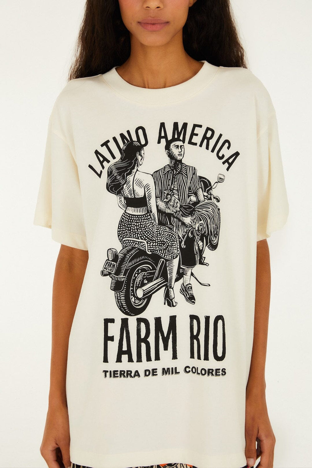 Off-White Latino Americana Organic Cotton T-Shirt - FARM Rio BEIGE