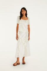 Off-White 3d Flowers Puff Sleeve Blouse - FARM Rio OFF-WHITE