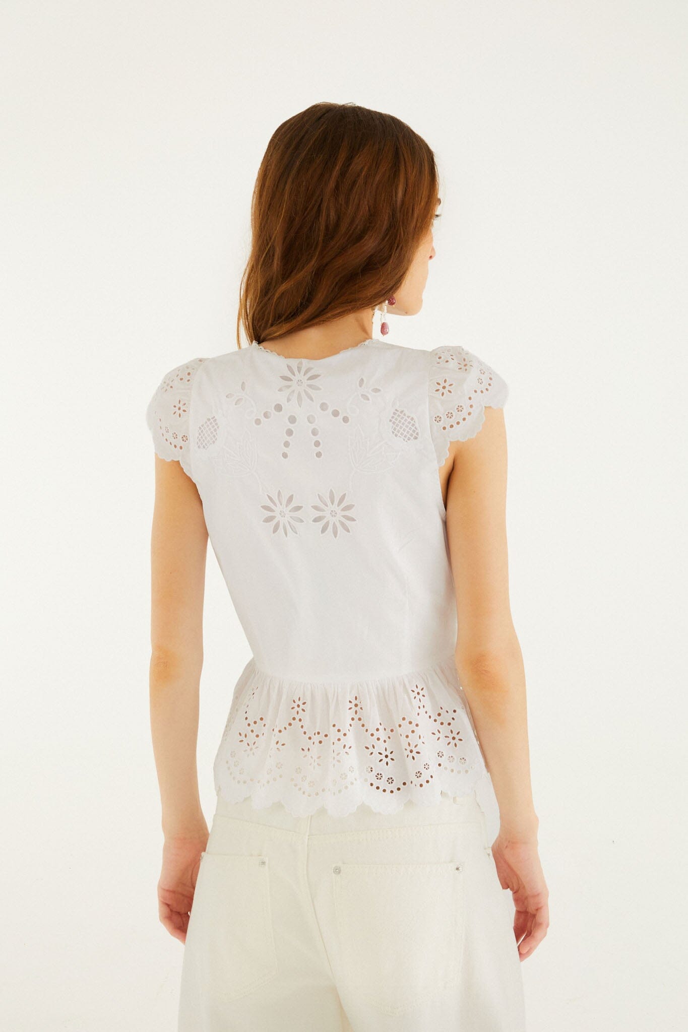 Off-White Embroidered Lace Blouse - FARM Rio OFF-WHITE