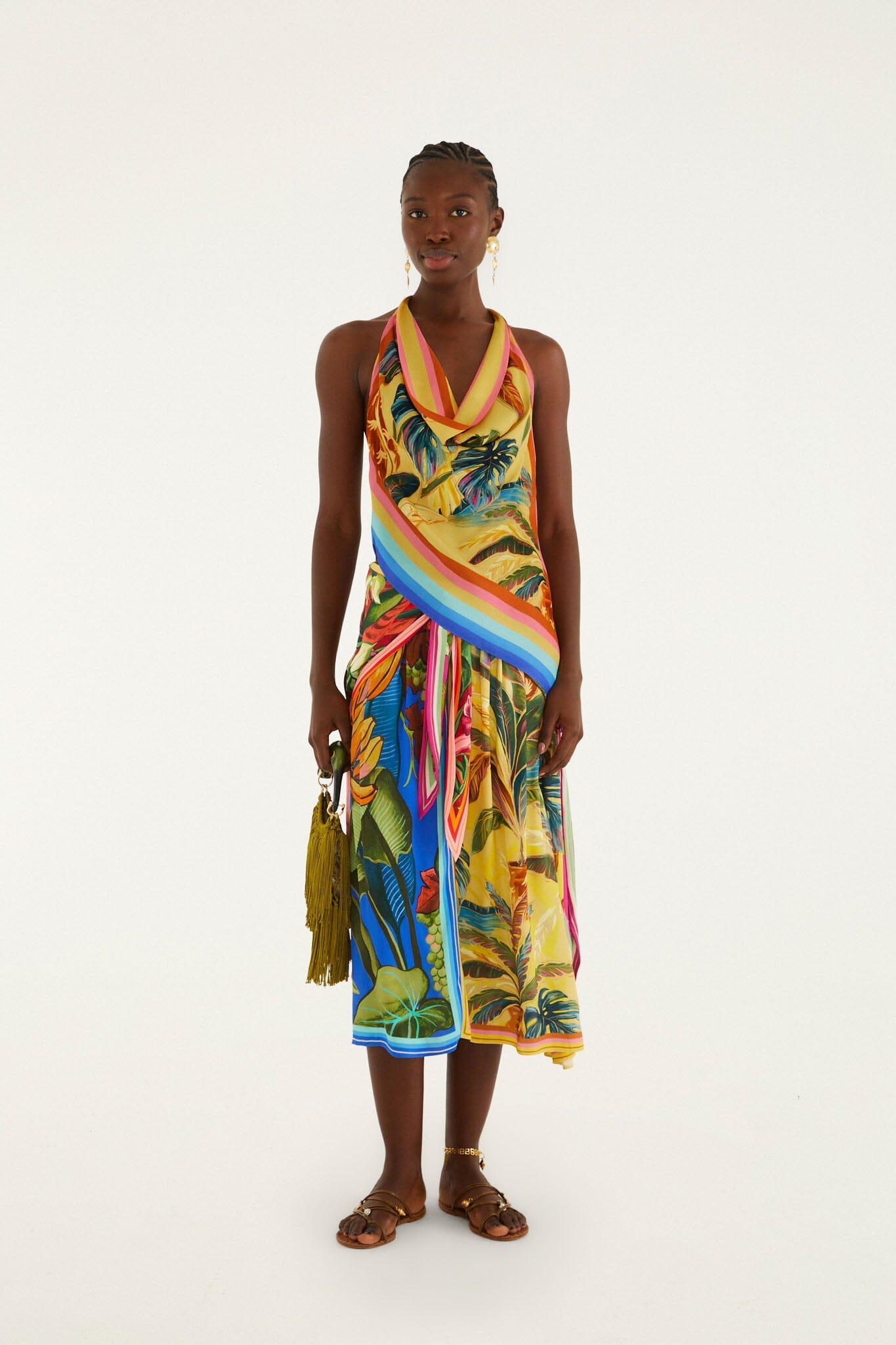 Multicolor Rainbow Summer Scarf Lenzing Ecovero Viscose Blouse - FARM Rio RAINBOW SUMMER MIXED