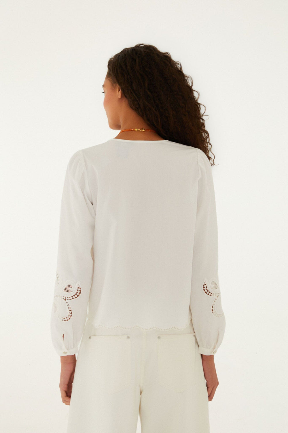 Off-White Richelieu Long Sleeve Blouse - FARM Rio OFF-WHITE