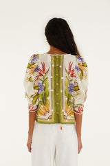 Sand Tropical Scarf Blouse - FARM Rio TROPICAL SCARF SAND