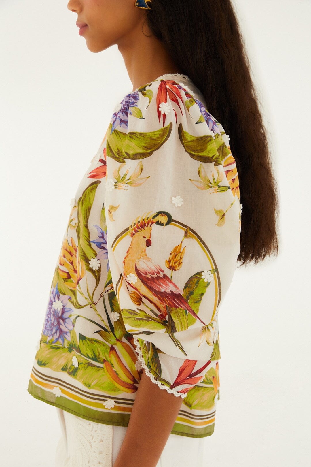 Sand Tropical Scarf Blouse - FARM Rio TROPICAL SCARF SAND