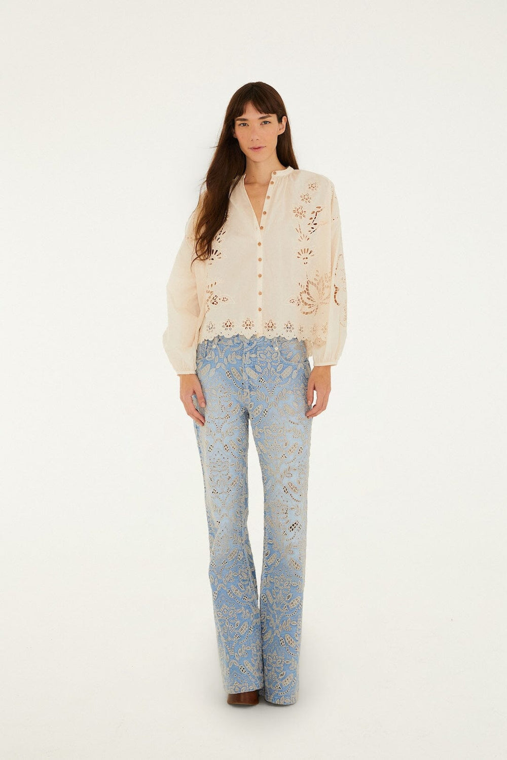 Soft Pink Artisanal Long Sleeve Blouse - FARM Rio LIGHT PINK