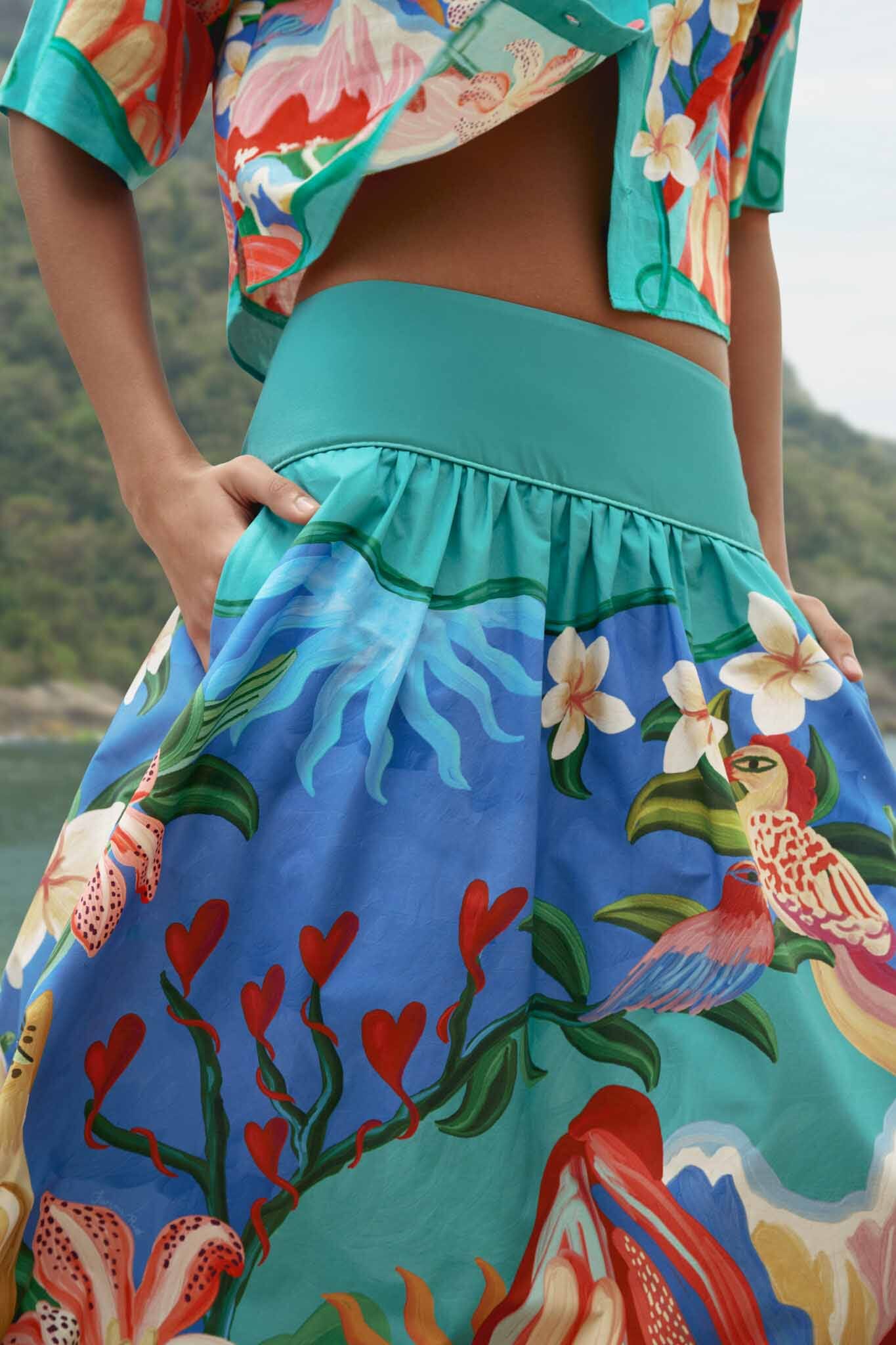 Multicolor Garden Of Life Pockets Midi Skirt - FARM Rio GARDEN OF LIFE MULTICOLOR