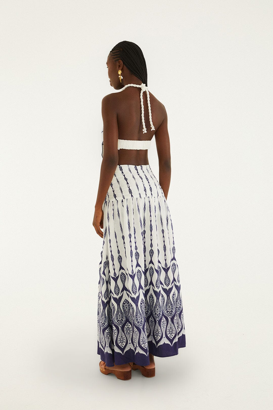 Off-White Fishes Flow Lenzing Ecovero Euroflax Maxi Skirt - FARM Rio FISHES FLOW OFF-WHITE