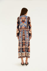 Multicolor Tapestry Fringes Knit Skirt - FARM Rio EMBROIDERED TAPESTRY BLUE