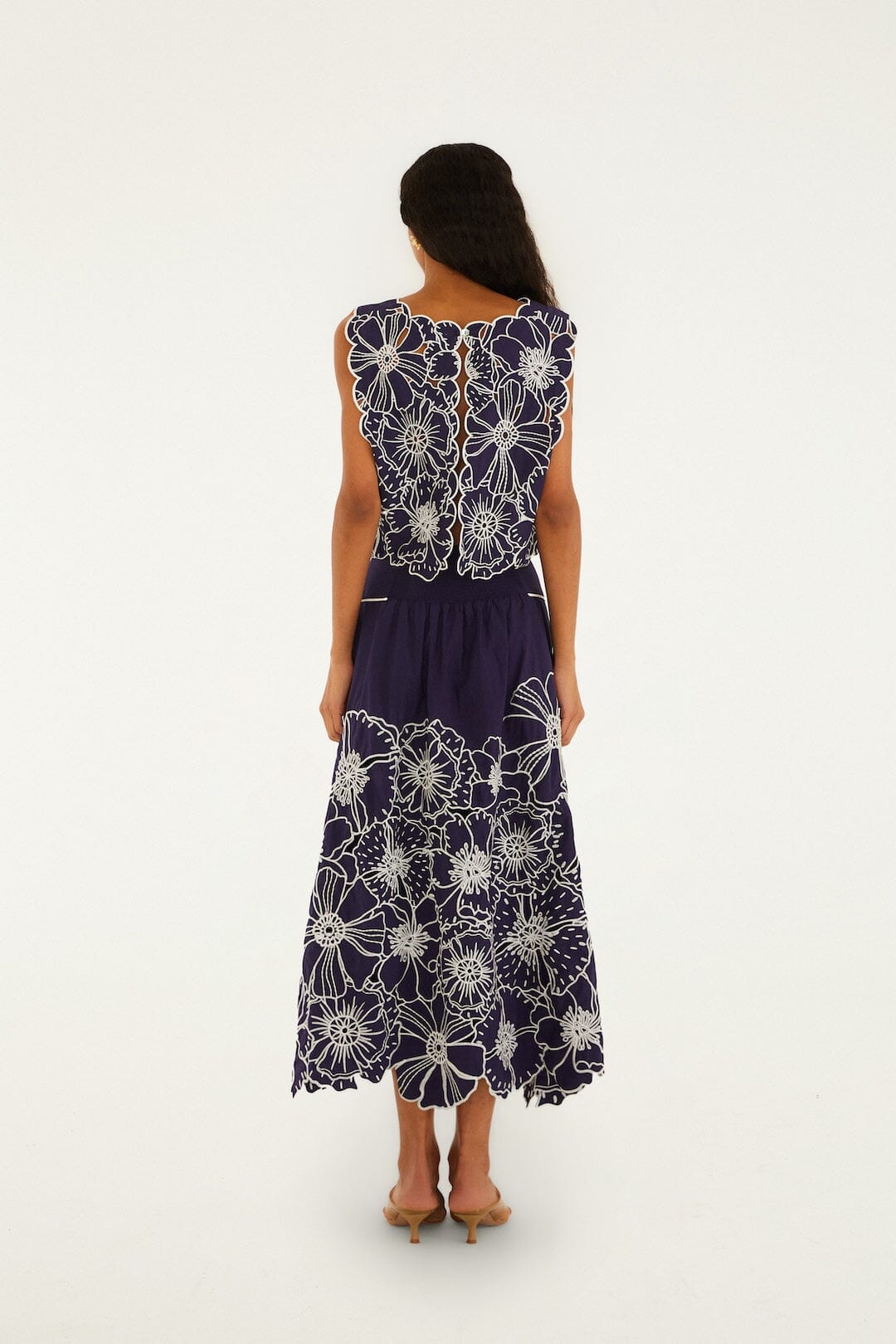 Blue Flowers Richelieu Organic Cotton Maxi Skirt - FARM Rio BLUE