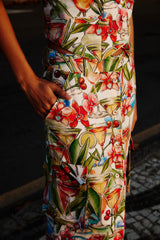 Off-White Sand Cocktail Euroflax Premium Linen Midi Skirt - FARM Rio COCKTAIL OFF-WHITE