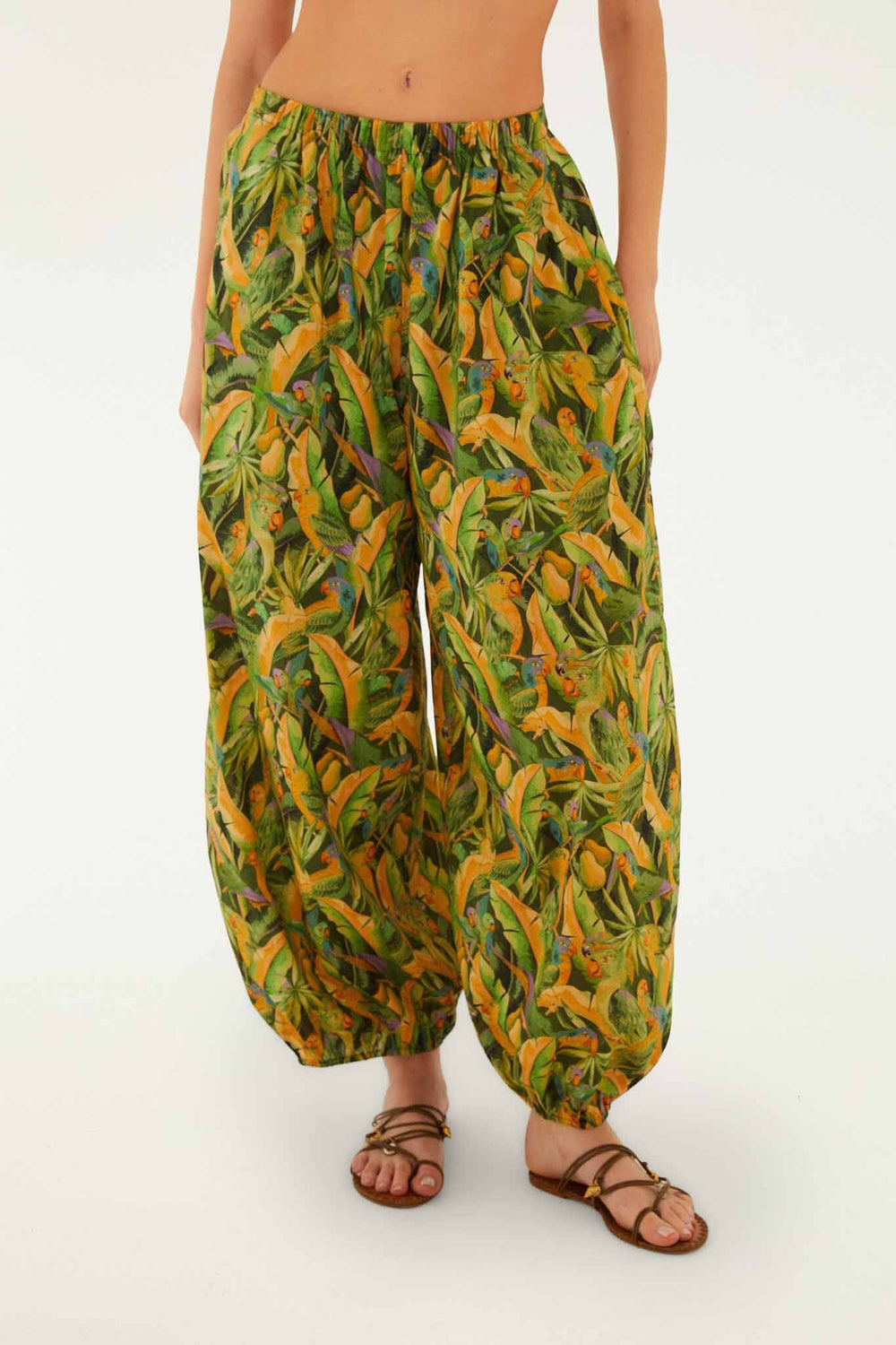 Forest Green Parrots Balloon Pants - FARM Rio PARROTS FOREST GREEN