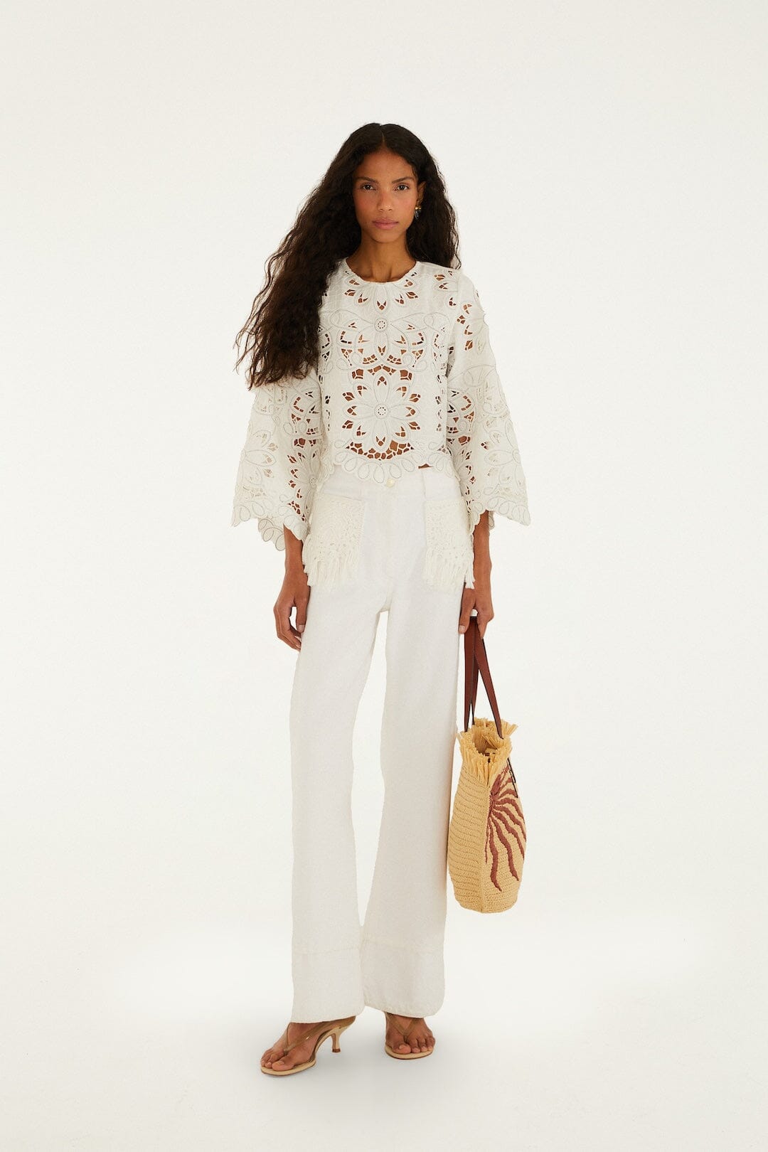 Twill Fringe Pocket Pants - FARM Rio DENIM