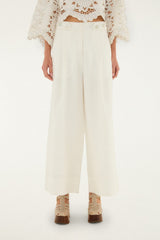 Off-White High Waisted Euroflax Premium Linen Pants - FARM Rio OFF-WHITE