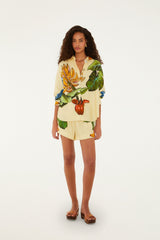 Yellow Banana Grapes Drawstring Lenzing Ecovero Euroflax Shorts - FARM Rio BANANA GRAPES YELLOW