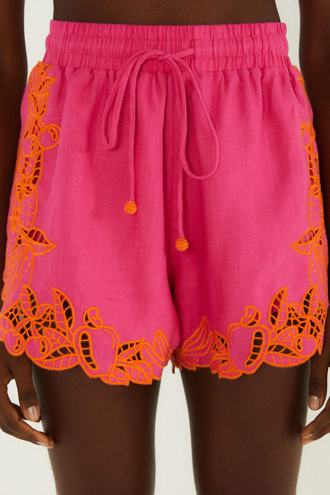 Pink Fruit Richelieu Artisanal Euroflax Premium Linen Shorts - FARM Rio PINK
