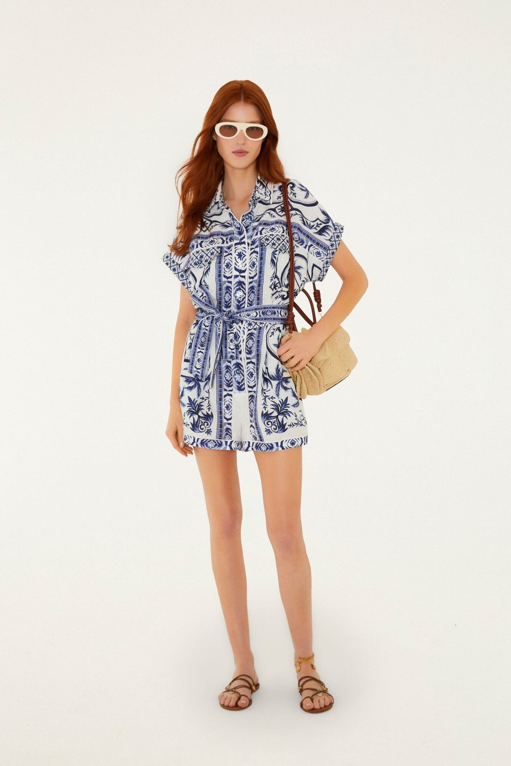Off-White Wonderful City Belted Euroflax Premium Linen Romper - FARM Rio WONDERFUL CITY OFF-WHITE