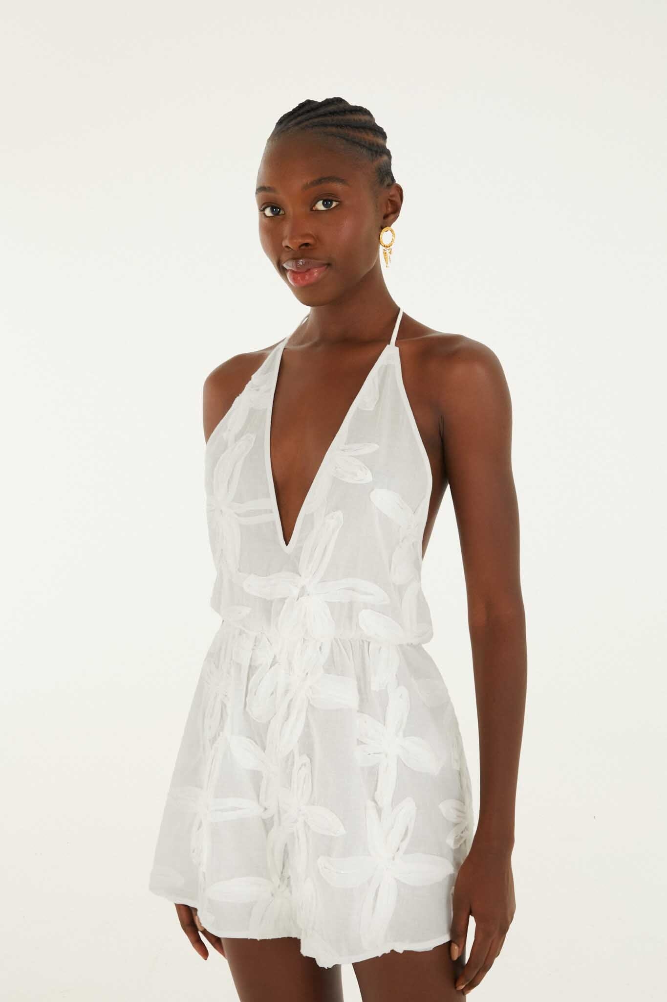 Romper With Neck Tie - FARM Rio COAST SHELL