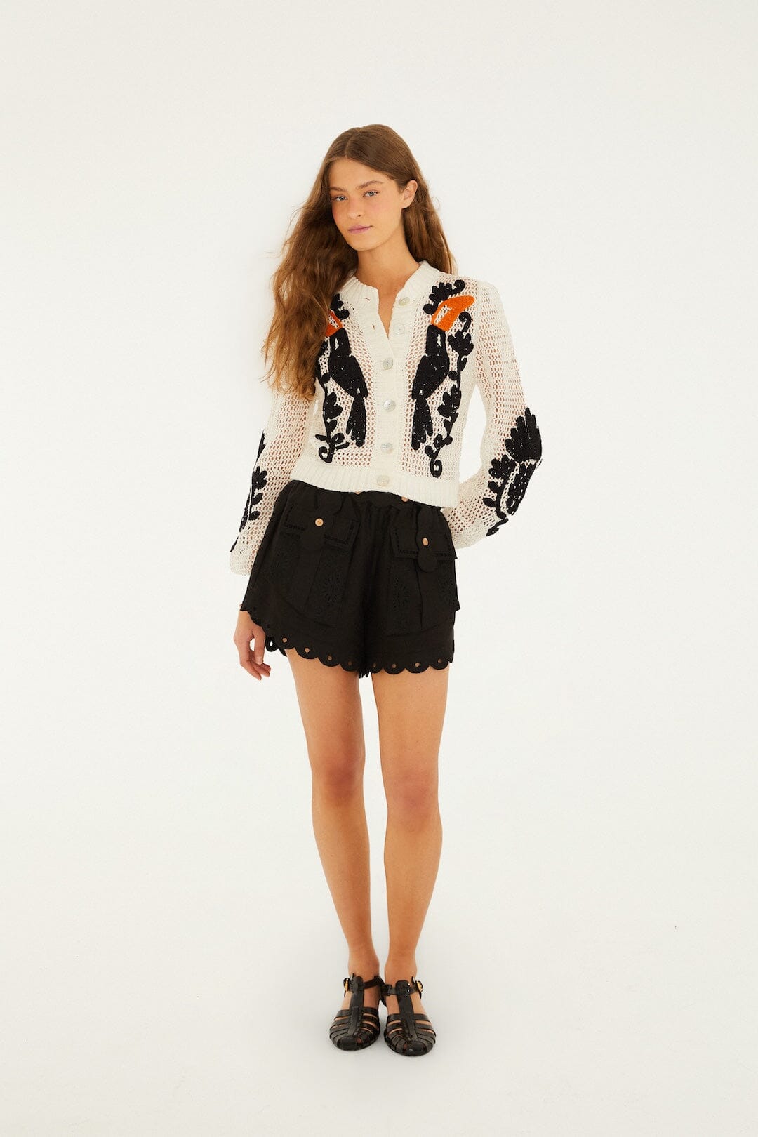 Toucan Crochet Cardigan - FARM Rio OFF-WHITE