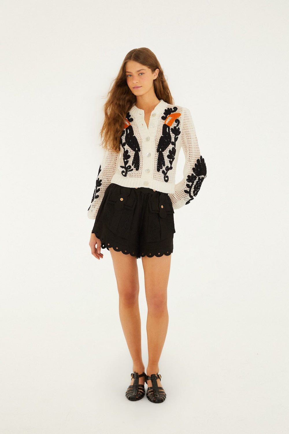 Toucan Crochet Cardigan - FARM Rio OFF-WHITE